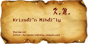 Krizsán Mihály névjegykártya